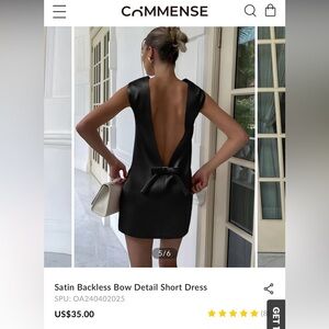 Commense New Satin Backless Bow Detail Short Dress size XS!